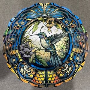 Stained Glass Hummingbird Wind Spinner